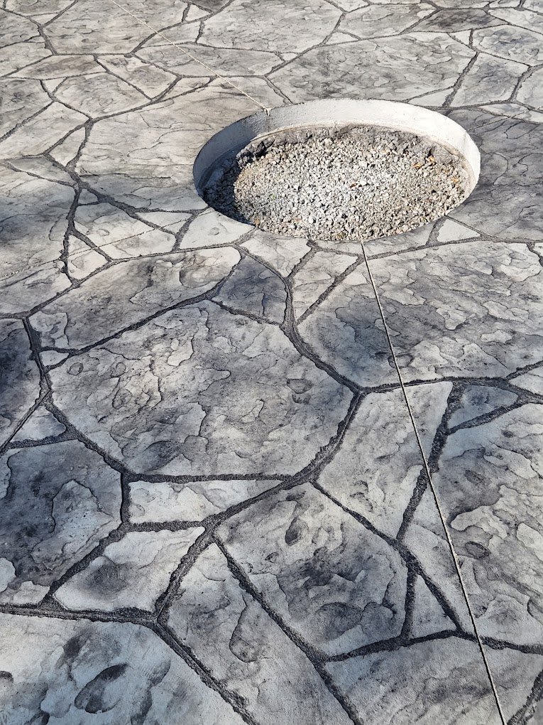 Grey stone stamped patio