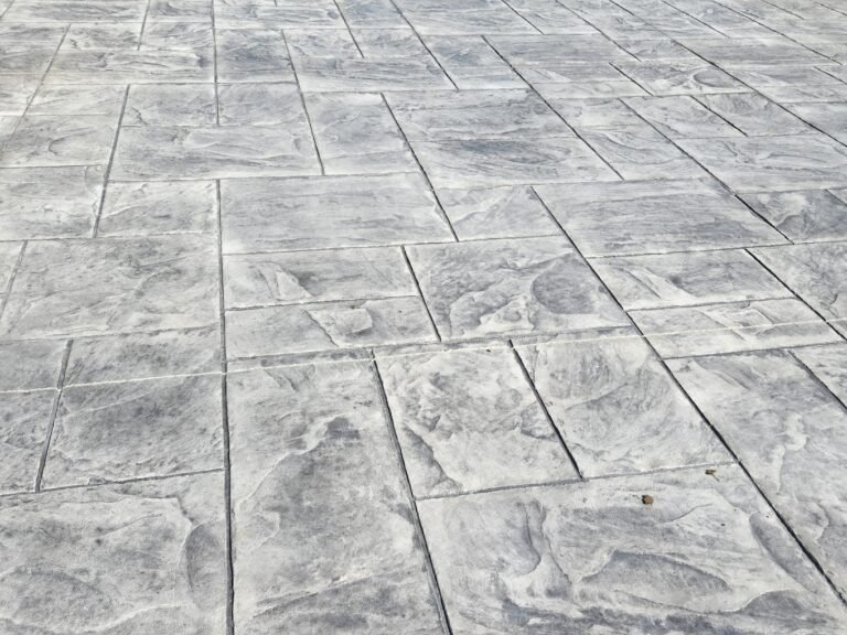 Grey stone stamp - showing off Crystal Creek's concrete stamping in Fort Wayne