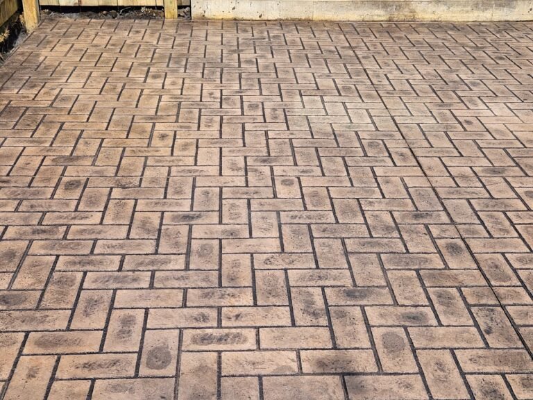 Brick Stamped Patio showing off the best concrete contractor in Angola, IN.