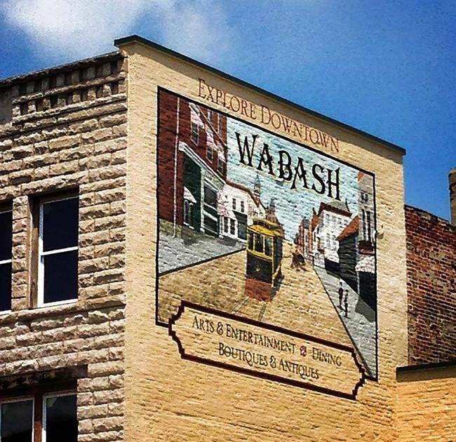 Mural on a building of Wabash, IN.