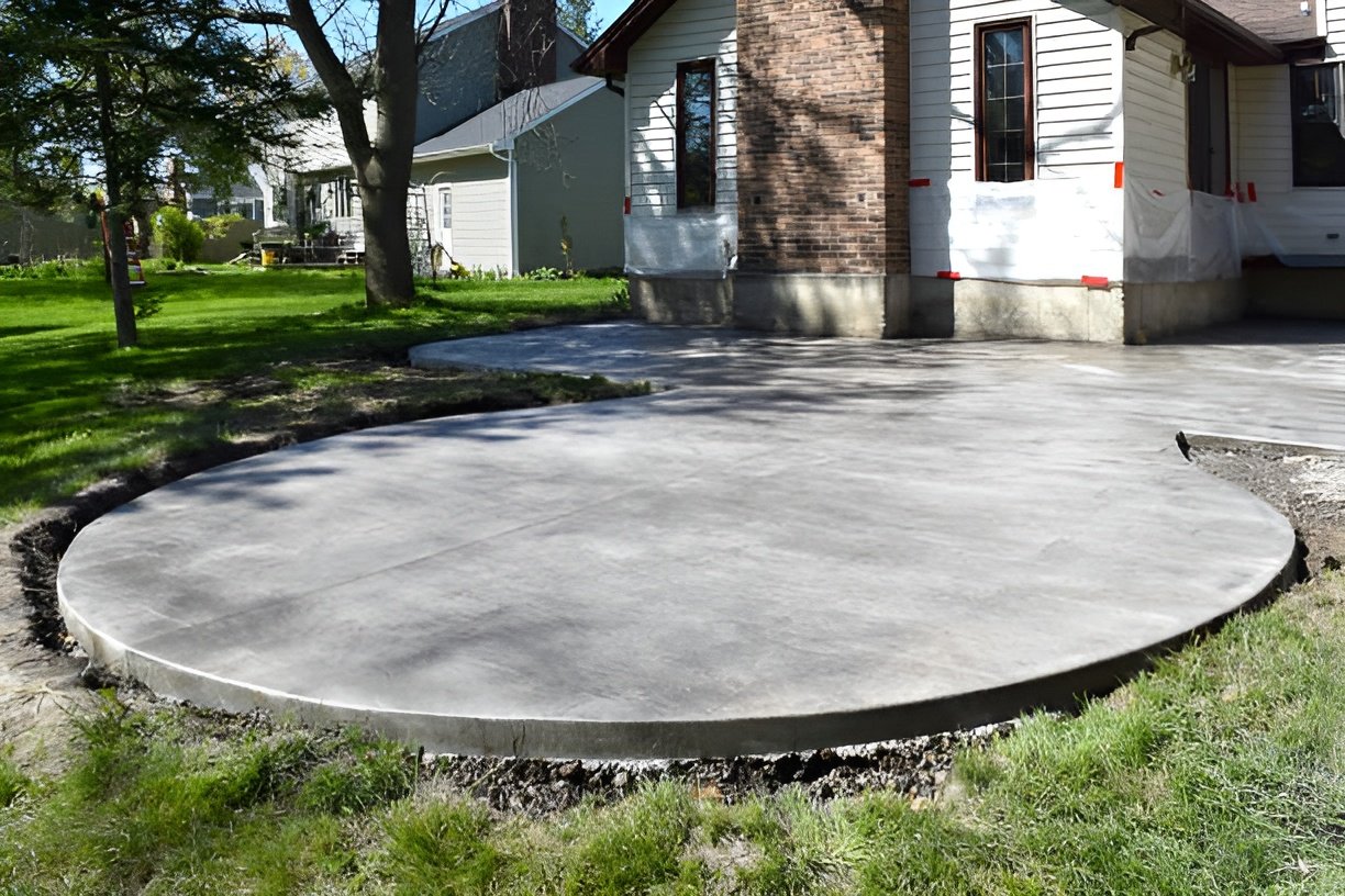 The best concrete patios in Auburn. Round patio. concrete patios in Butler