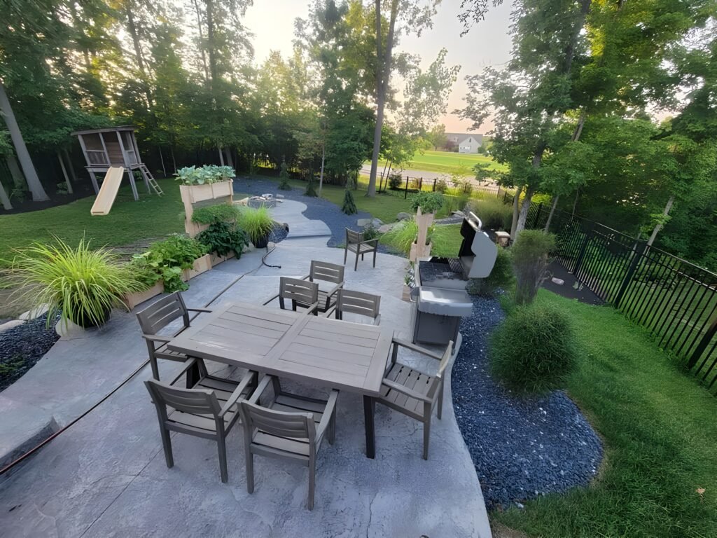 tiered concrete patios in Goshen.