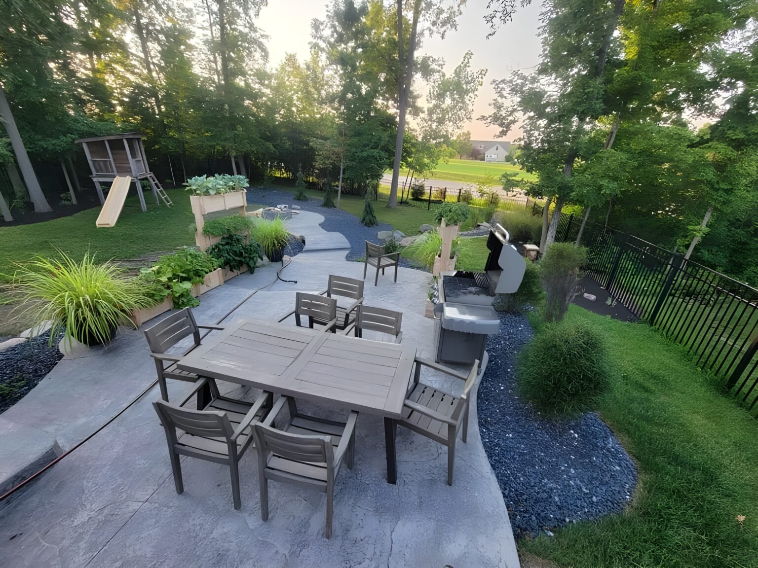 tiered concrete patios in Goshen.