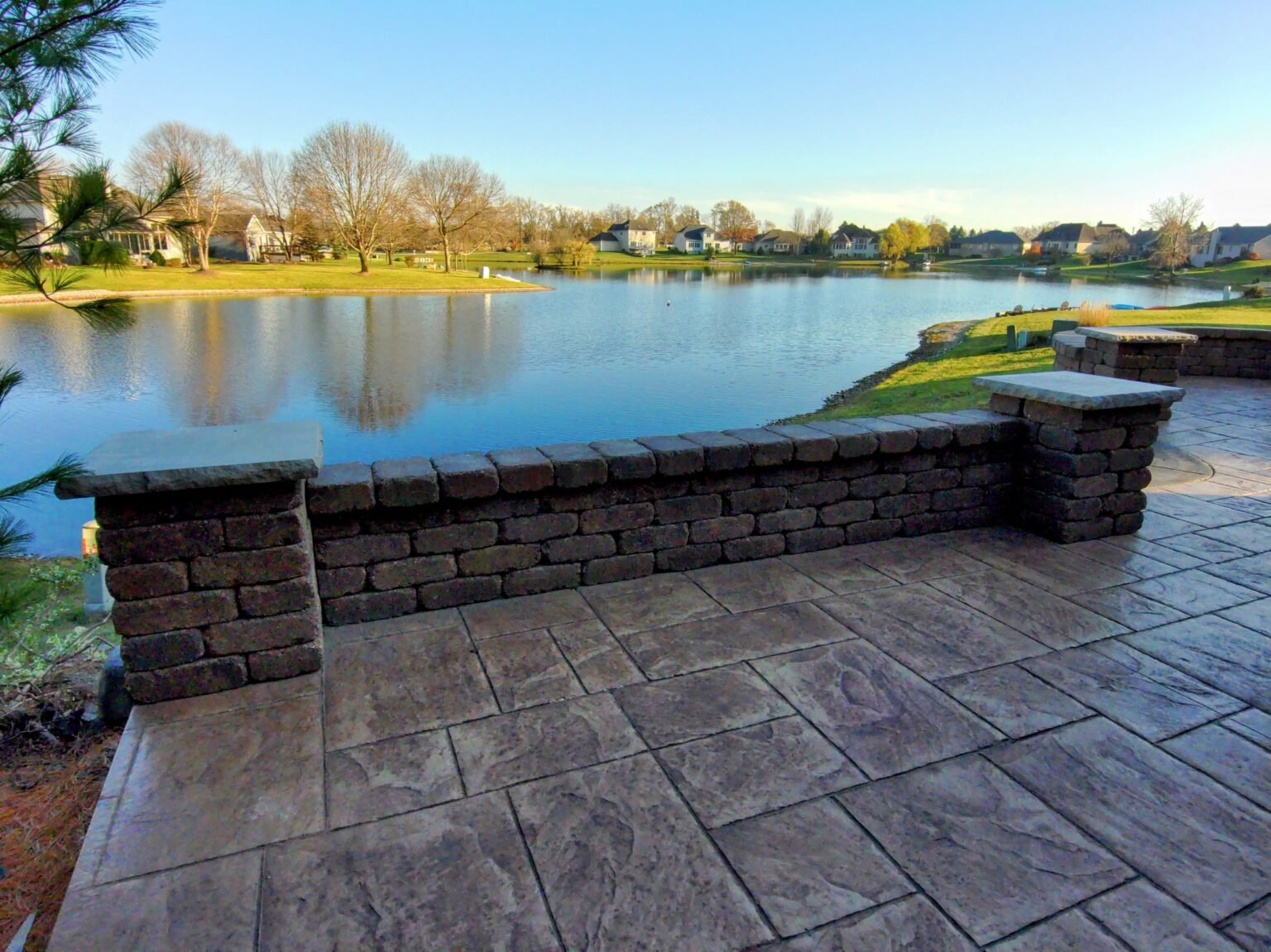 Retaining walls in LaGrange looking over the water