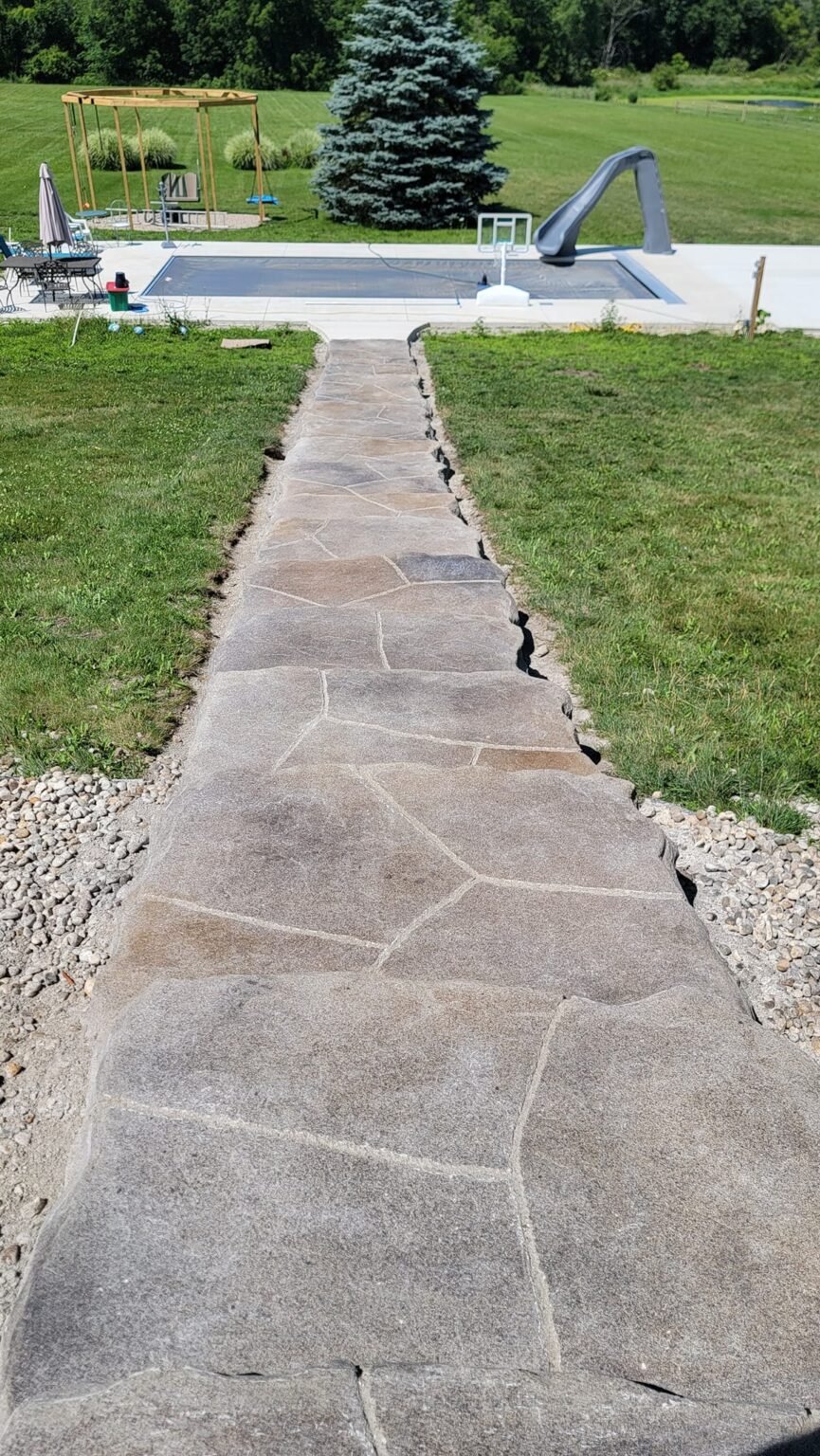Stamped concrete in Angola. walkway