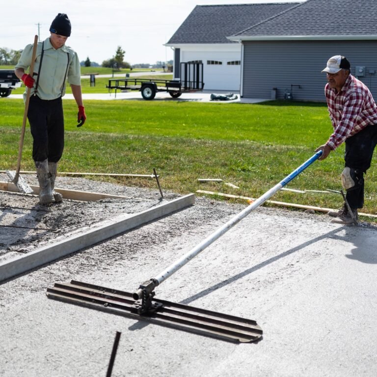 CCC crew smoothing out concrete