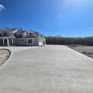 Concrete driveway installation in Fort Wayne Indiana at new residential home