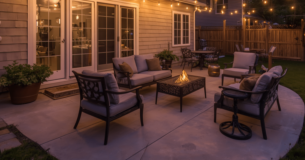 Concrete patio, built by professionals